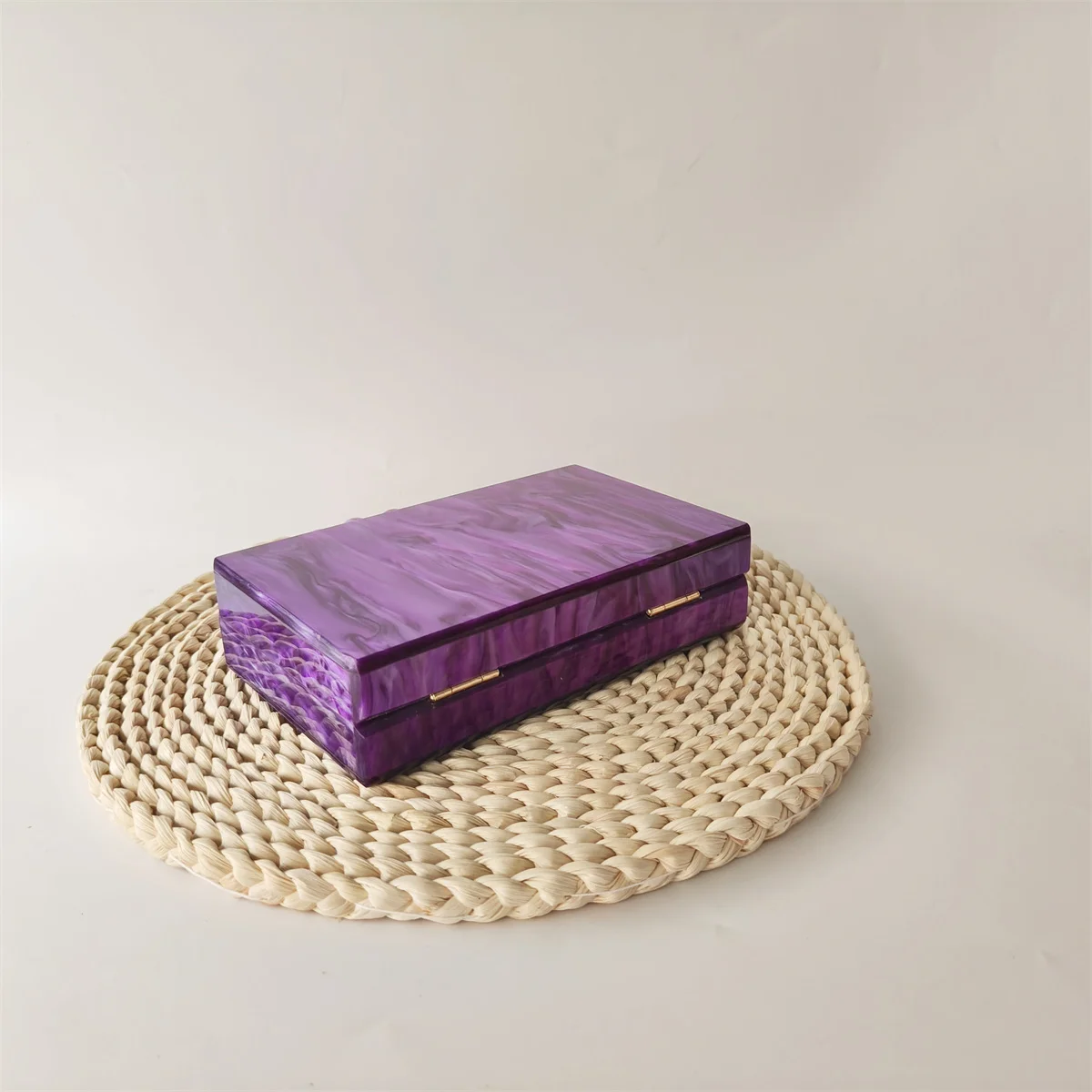 Purple Beaded Handle On Top Acrylic Box Clutches Shoulder Bag Women\'s New Female Cross Body Bags Phone Evening Mini Party Bags