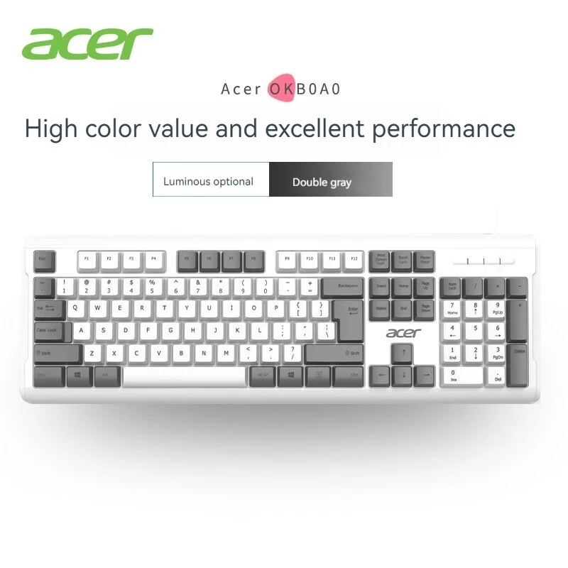 

Клавиатура компьютерная Acer Проводная Бесшумная с цветной блокировкой