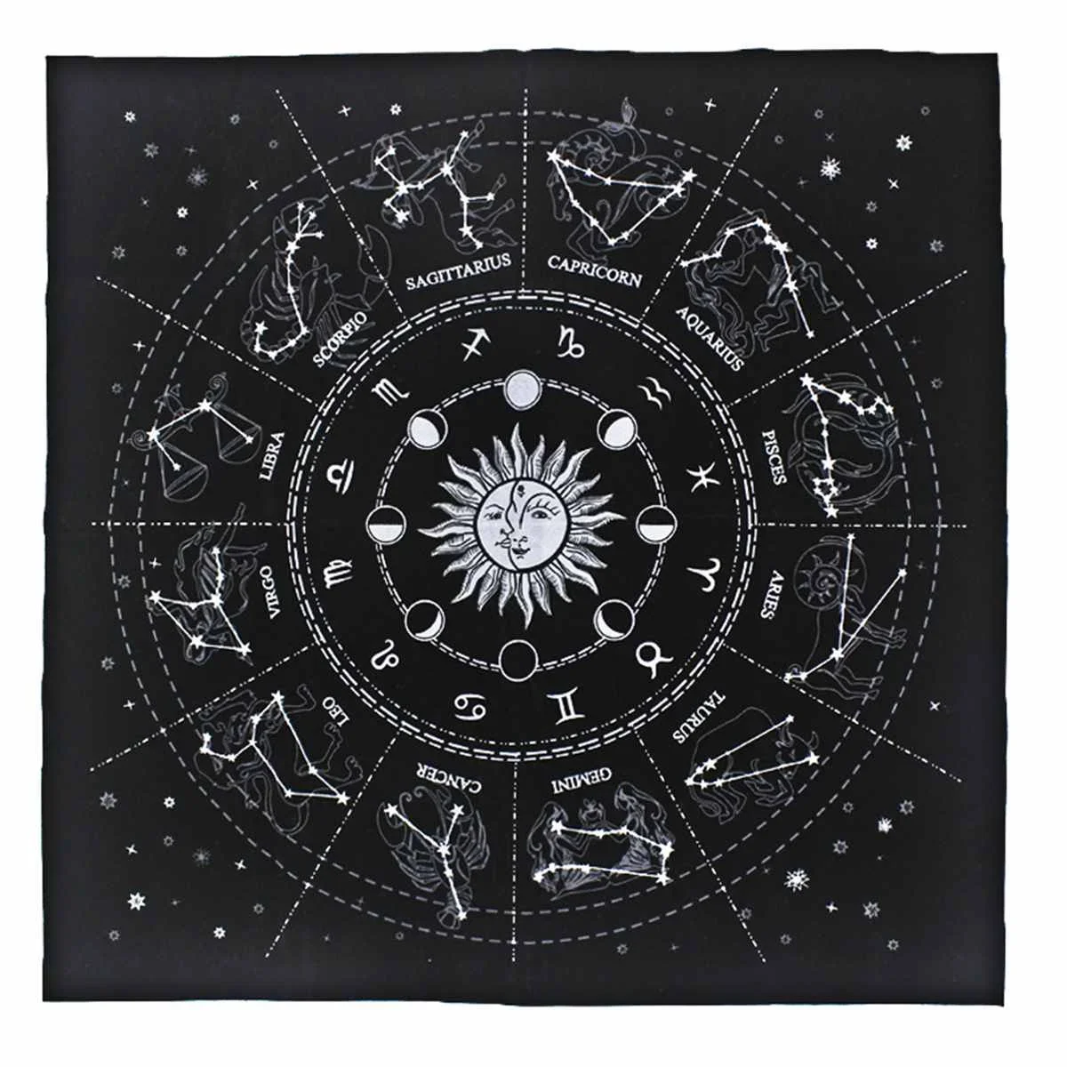 50.5x50.5cm Tarot Tablecloth Triple Moon Pentagram Pagan Altar Tarot Cloth Flannel  For Board Game Entertainment