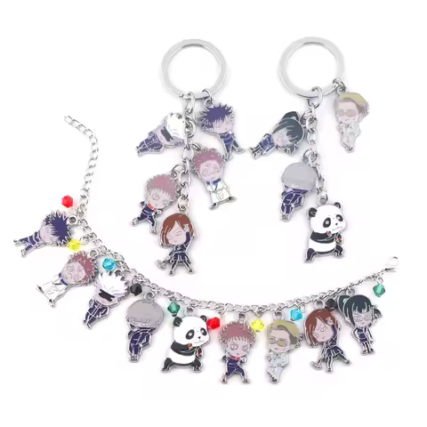 Anime Jujutsu Kaisen Keychain Anime Character Gojo Satoru Itadori Yuji Bracelet Keychain For Women Men Fans Jewelry Gifts