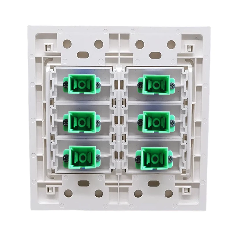 6 Gangs SC Fiber Optic Wall Panel Six Ports SC-SC APC UPC Cable Connector Faceplate Socket White Color For Optical Patch Cord