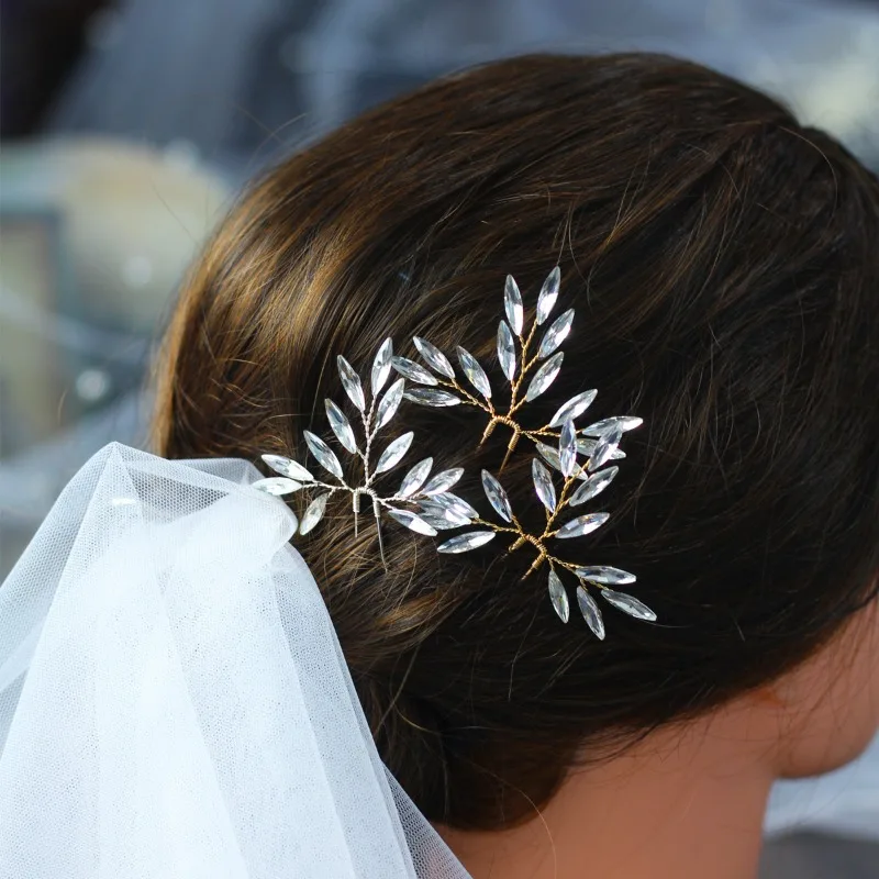 Tocado de novia con diamantes de imitación, horquilla de pelo de estilo coreano, tocado nupcial Updo exquisito