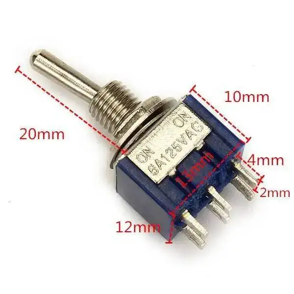 10pcs Toggle Switch 6A 125VAC On On SPDT 6mm Mini Switch DPDT On Off On Waterproof Cap MTS-102 103 MTS-202 203 view 4