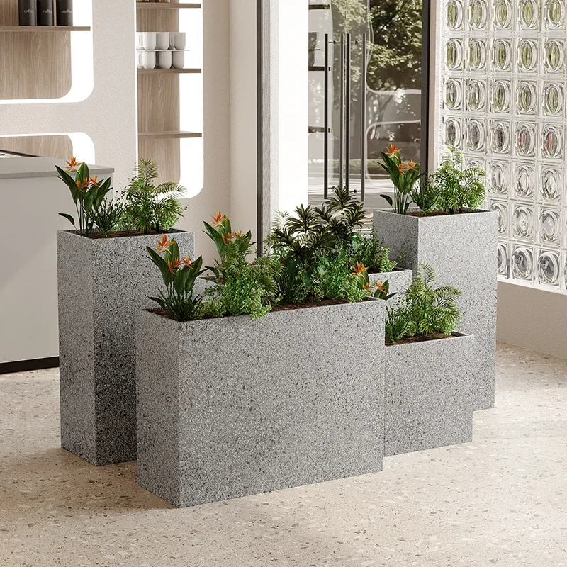 Outdoor imitation terrazzo flower box combination restaurant milk tea shop outer pendulum partition flower bed