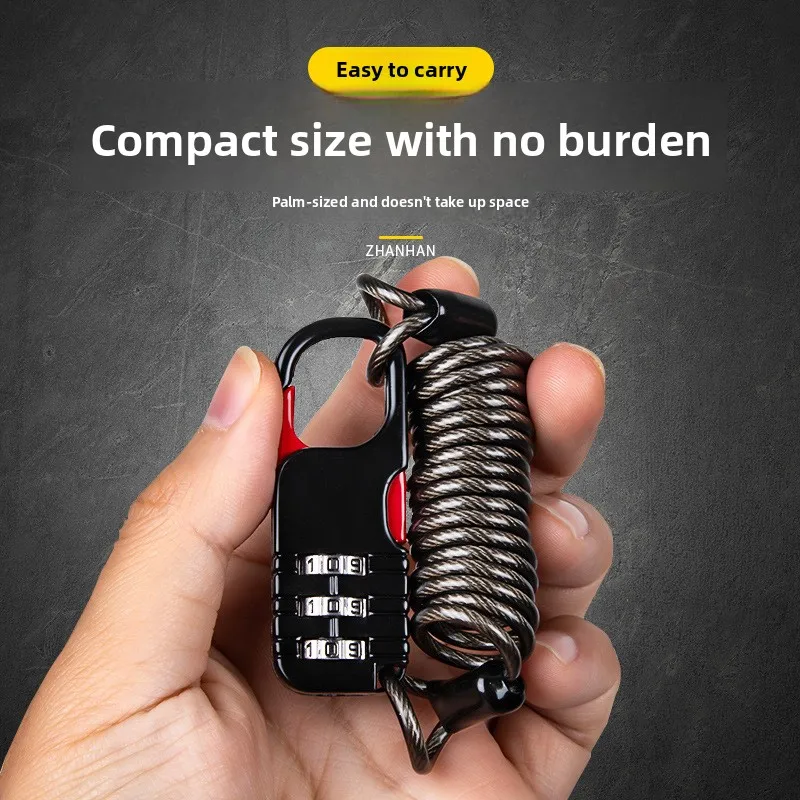 Luggage Anti-Theft Lock - Retractable Steel Cable Combination Lock, Backpack Lock, Luggage Lock, Padlock, Extended Steel Cable