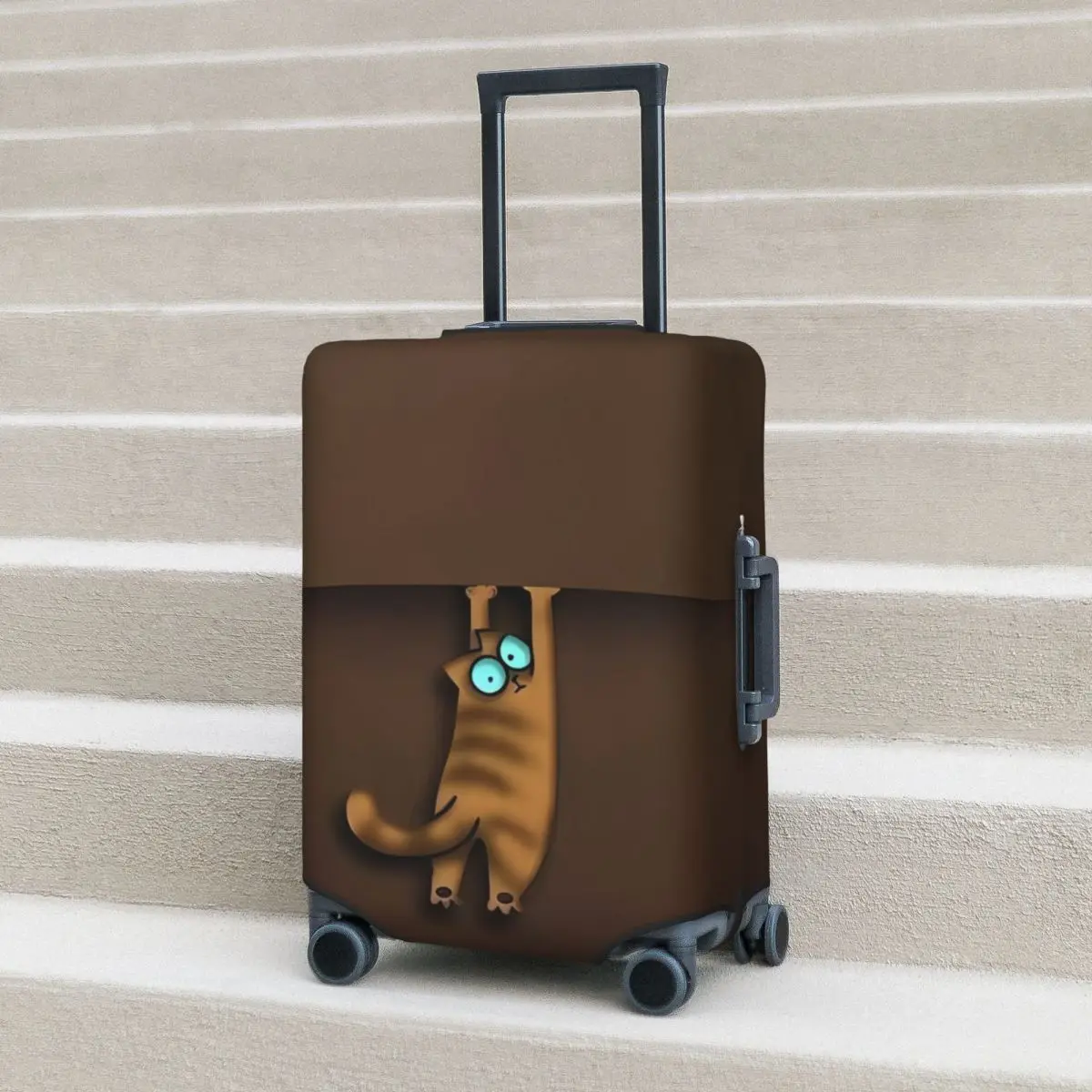 Funny Cat Suitcase Cover Animals Print Cruise Trip Holiday Practical Luggage Supplies Protector