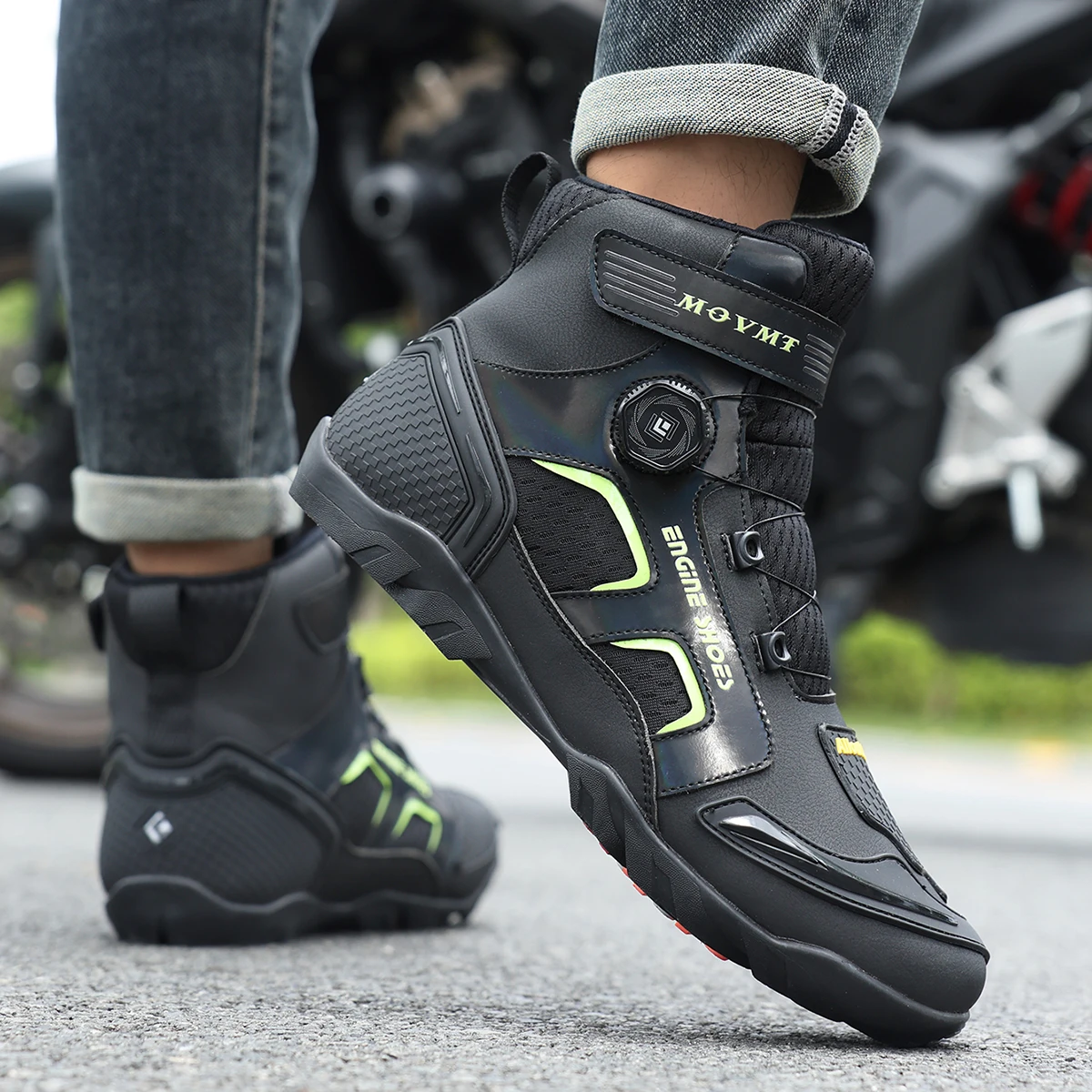 

Men Leather Motos New Motorcycle Boots Breathable Anti Slip Wear-resistant Riders Boots Motorbike Racing Ankle Length Shoes