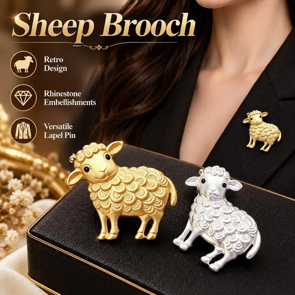 Cute Sheep Brooches for Women Lamb Pin Y2K Shiny Pearl Crystal Lapel Pins Badges 2027 New Year Gifts Fashion Jewelry Accessories