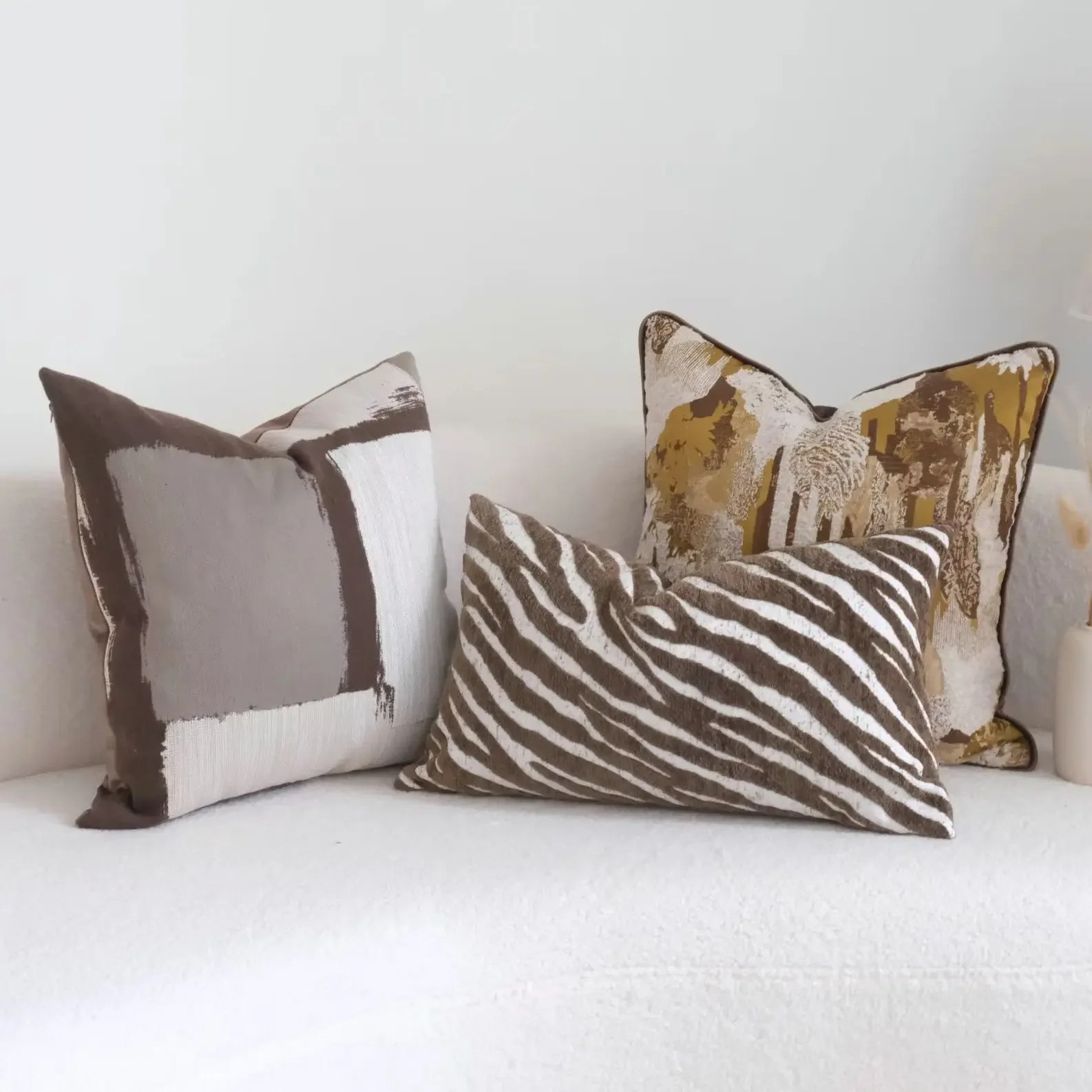 Modern American Zebra Print Throw Pillow  Cushion Cover Embossed Edge Decorative Pillow Case for Sofa Hotel Bed Home Decor