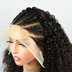Jerry Curly Braided Wigs For Women Brazilian 13X4 Lace Front Wig Deep Curl Locs Braided Wigs Full End PrePlucked New Styles