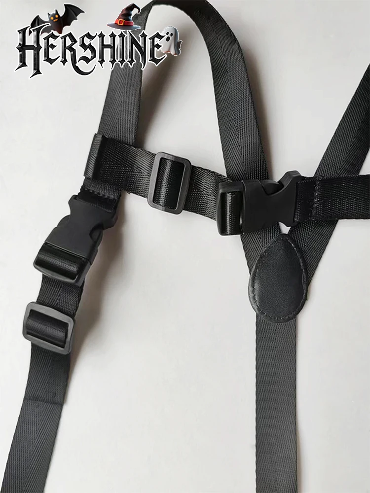 Tracolla in tela estesa bifacciale con fibbia in plastica, accessorio Halloween, stile scuro, stile punk