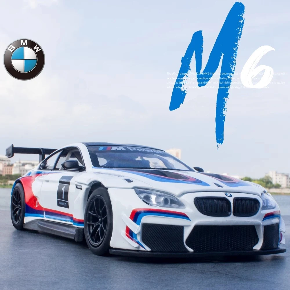 

1:24 BMW M6 GT3 Alloy Sports Car Model Diecast Metal Toy Track Racing Car Model Simulation Sound Light Collection Childrens Gift