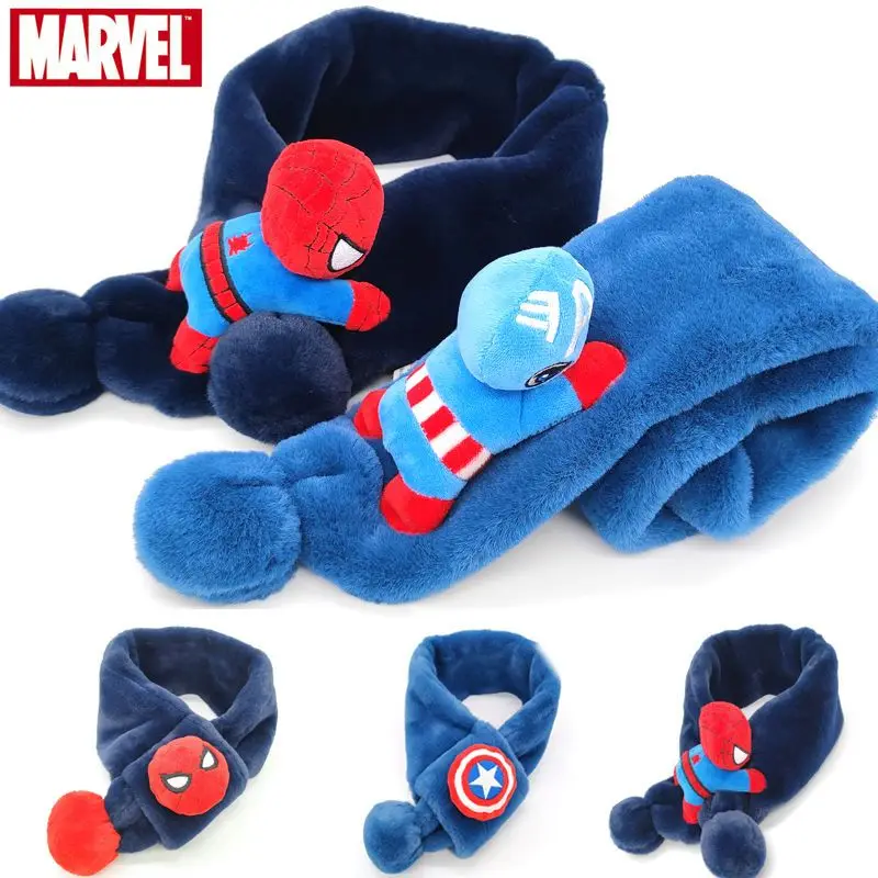 Marvel Avengers Captain America Creative Cartoon Children's Winter Plush Outdoor Windproof and Antifreeze Scarf Christmas Gift