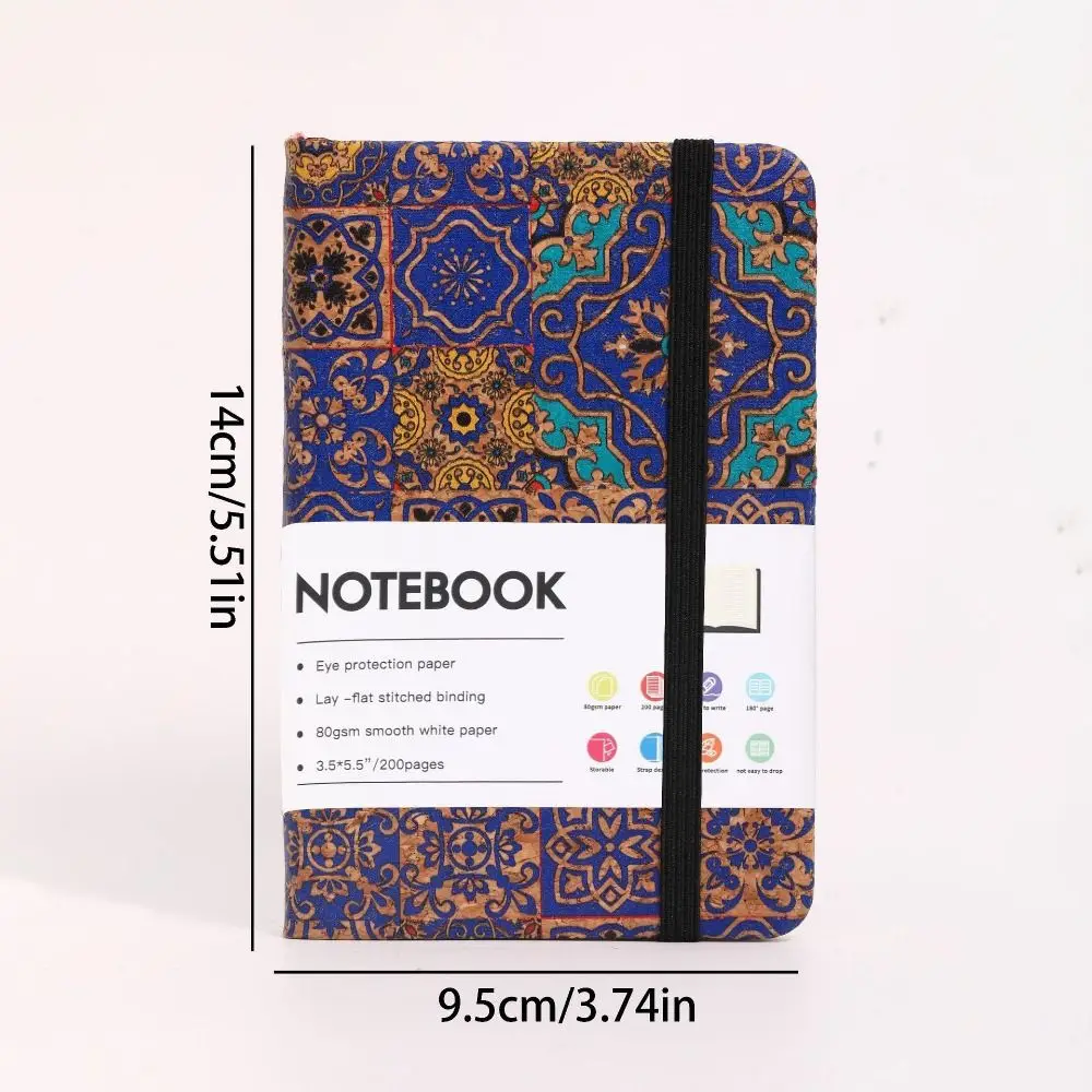 Cuaderno Retro con cubierta de cuero PU A6, patrón impreso, 200 páginas, libretas para estudiantes, libro de escritura portátil resistente al desgaste, diario para estudiantes