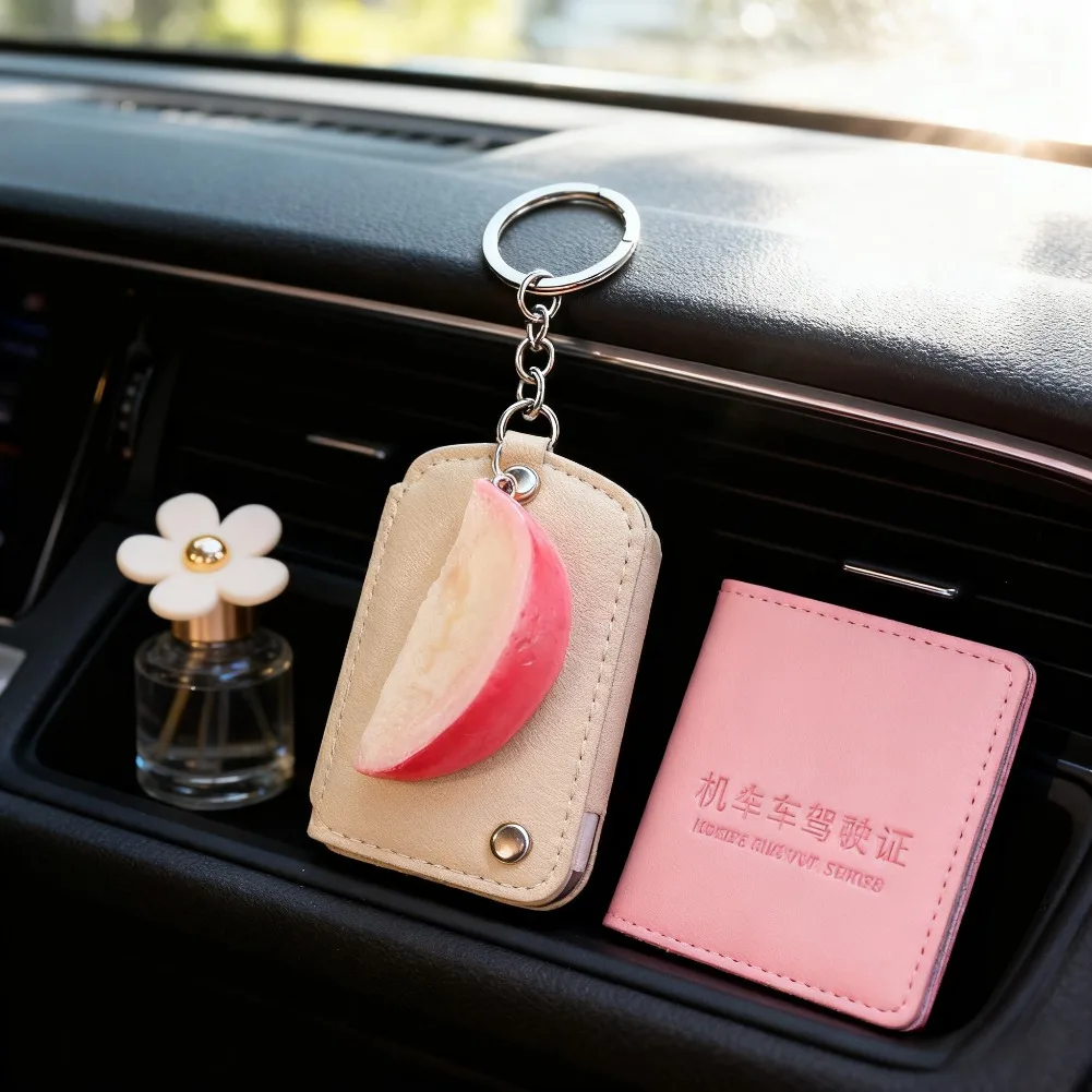 Creative Simulated Fruit Slice Keyring Acrylic Food Model Pendant Keychain for Women Backpack Handbag Funny Car Key Decor