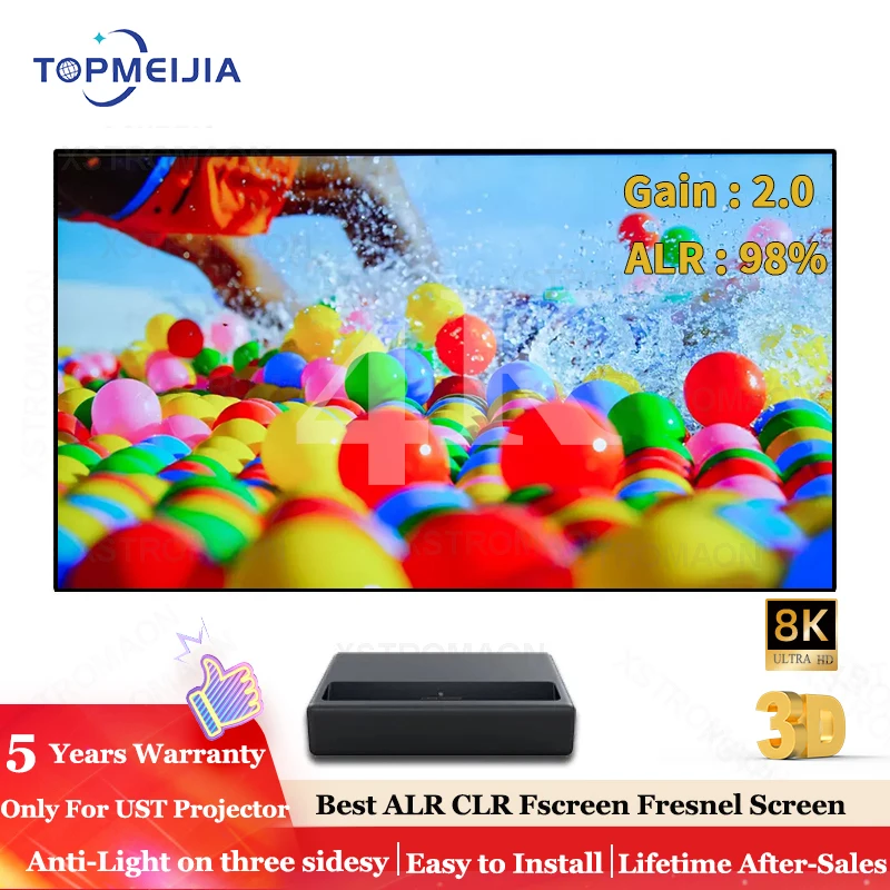 Fresnel ALR CLR UST Projector Screen 100/120 Inch16:9 Projection Screen Fixed Frame Best for Ultra Short Throw Projector 4K HD