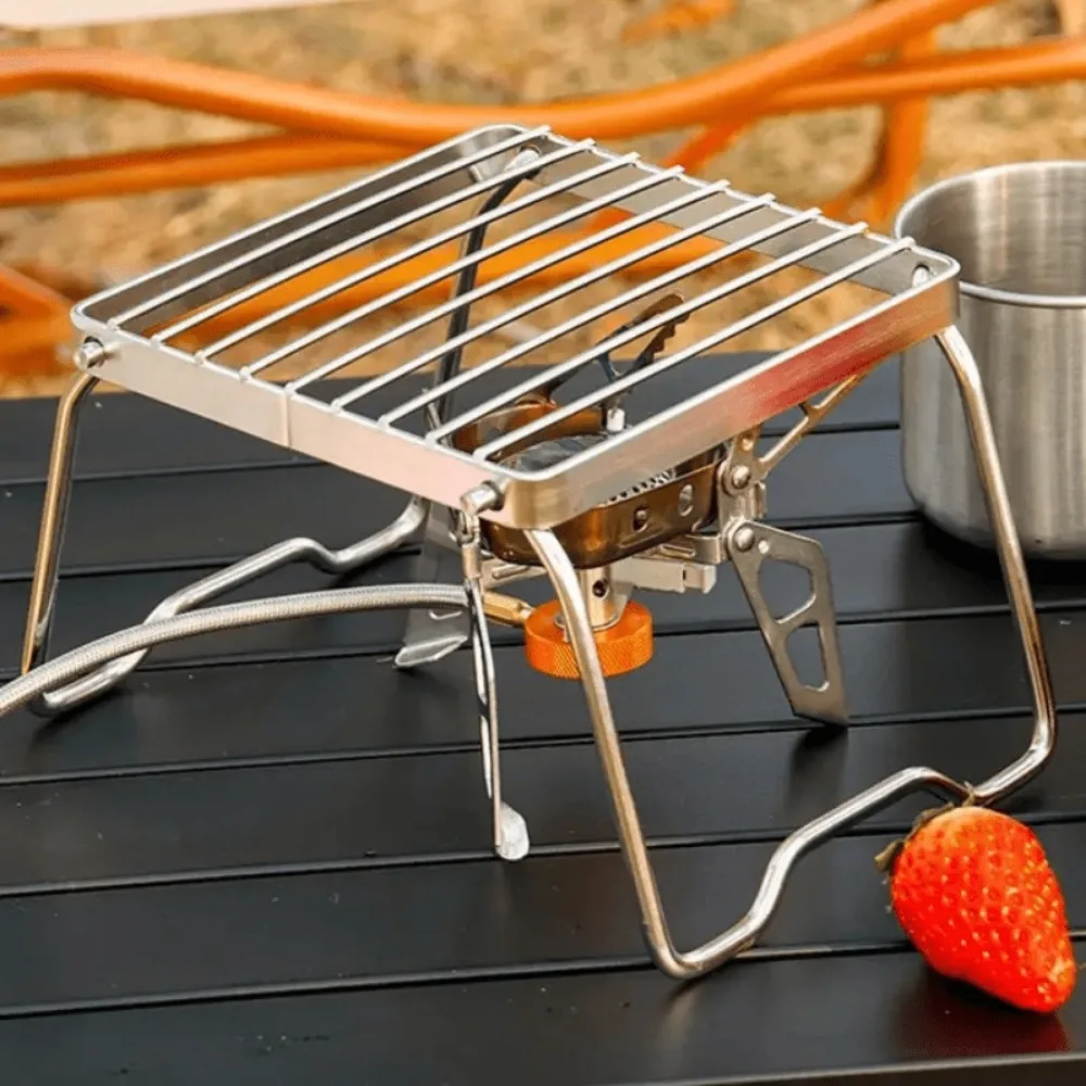 1pc Folding Camping Small Stove Rack, Stainless Steel Pot Rack, Outdoor Picnic Barbecue Stand,For boiling water and cooking