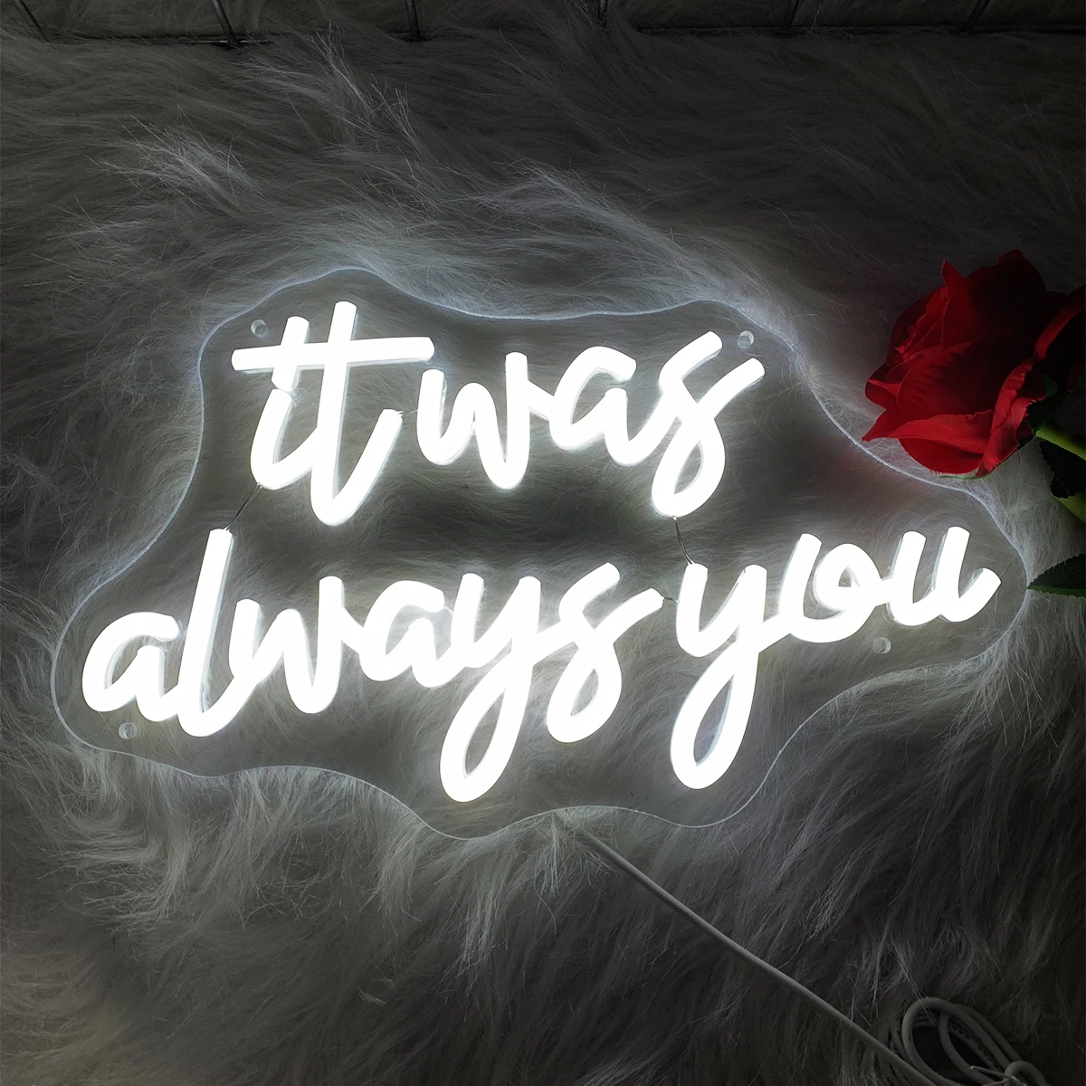 It was always you letrero de neón LED, luces de noche de boda, fiesta de cumpleaños, decoraciones de pared para habitación, adaptador de corriente