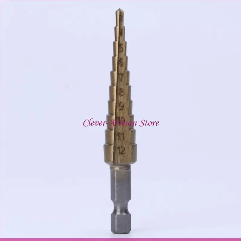 E06B HSS Cocted Step Stage Spet 1/4 "шестнадцатеричный хвостовик 3-12 мм режущий инструмент