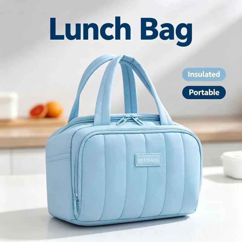 Portable Insulated Bento Tote Bag Thickened Thermal Lining Handheld Lunch Bag For School Office Daily Food Transportation