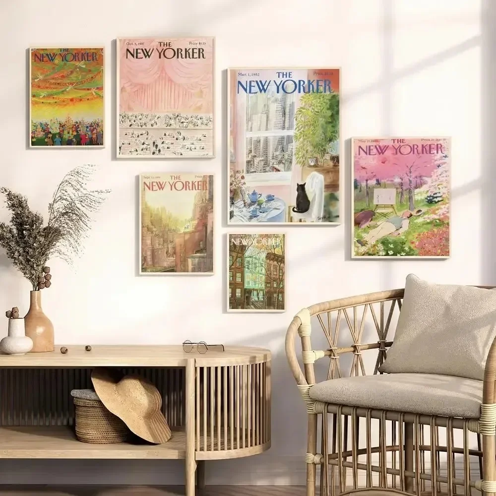 New Yorker Magazine Poster Waterproof Canvas Painting Cafe Bar Home Decoration Suitable for Living Room Bedroom