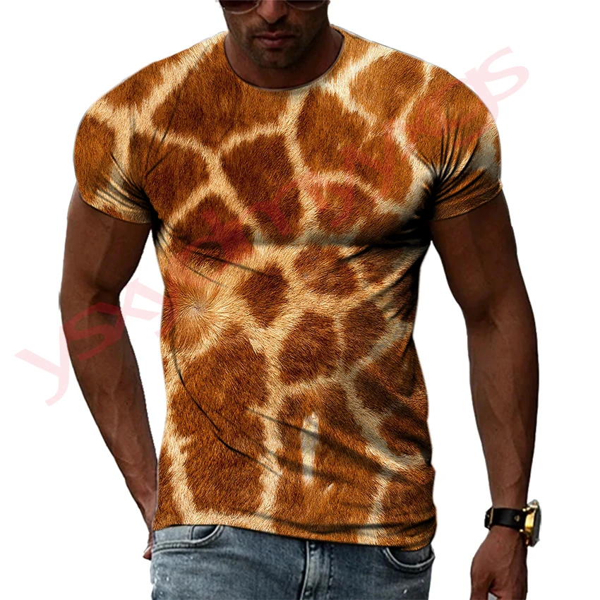 Summer Hip-Hop Style Leopard Tiger Animal Fur Graphic Creative Man T-shirts HD 3D Print Harajuku Round Neck Tee Short Sleeve Top