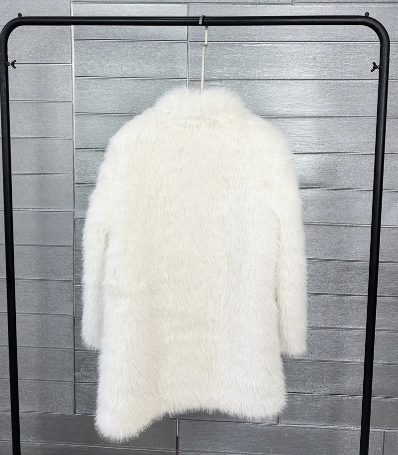 Women Faux Fox Fur Coat Y2k Jacket Turn Down Collar Coats Outwear Maxi Open Stitch Loose Thick Warm Fur Jackets Autumn Winter