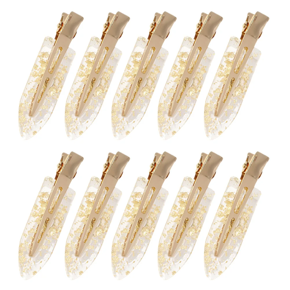 

10pcs Golden Glitter No Trace Hair Clips Non Slip Styling Accessories Women Transparent Foil Bangs Sectioning Tools