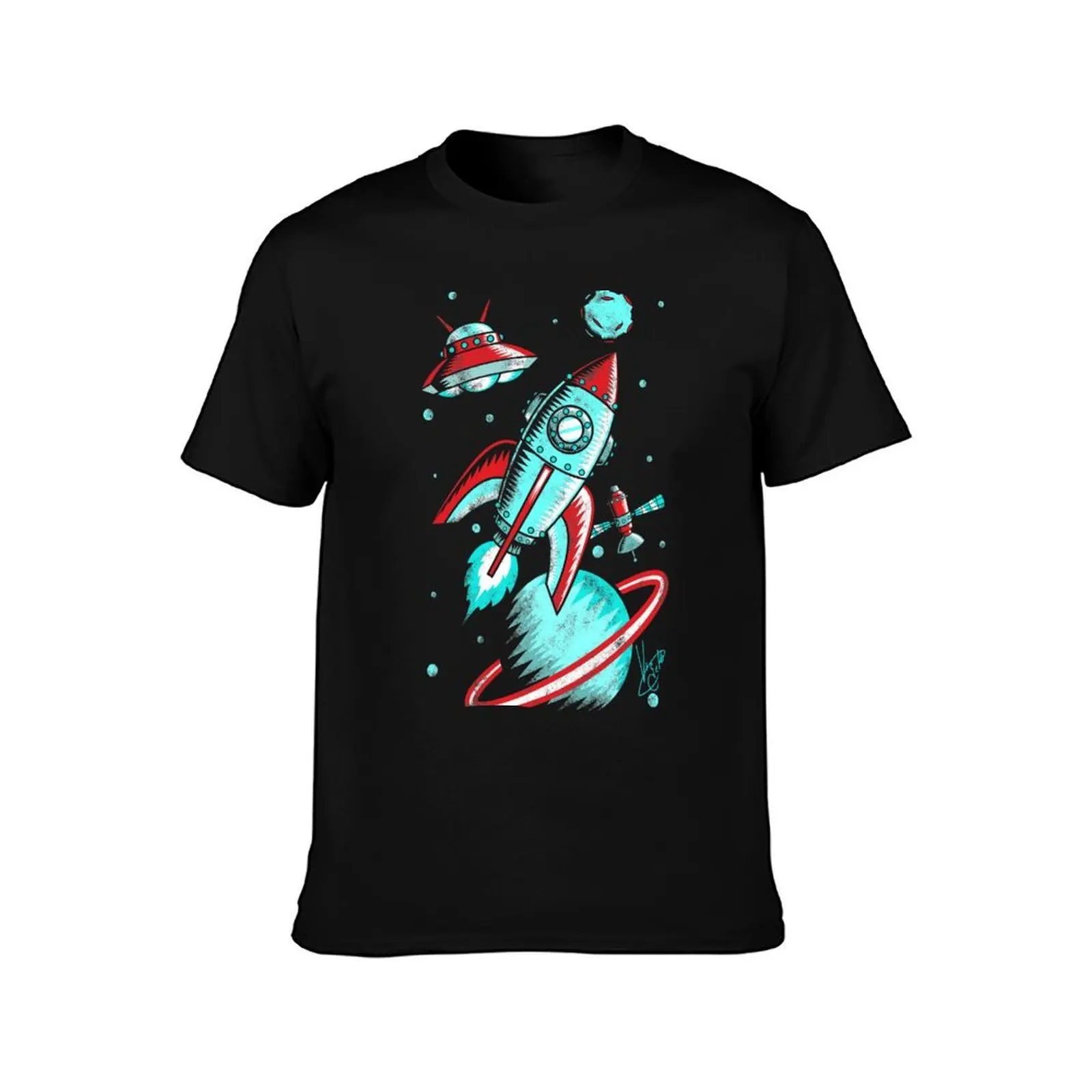 Retro Space T-Shirt Big and Tall Basic Tee Shirt T-Shirt