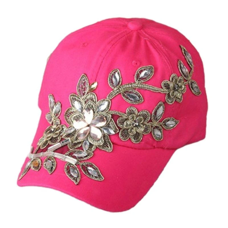400A Crystal Beaded Baseball Cap Embroidery Bejeweled Ponytail Hat Photo Props