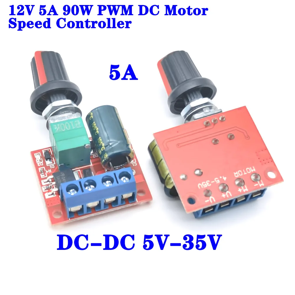 Mini DC Motor PWM Speed Controller Connector DC 5V-35V 5A Speed Adjustable Switch Module 6V 12V 24V Variable Voltage Regulator ﻿