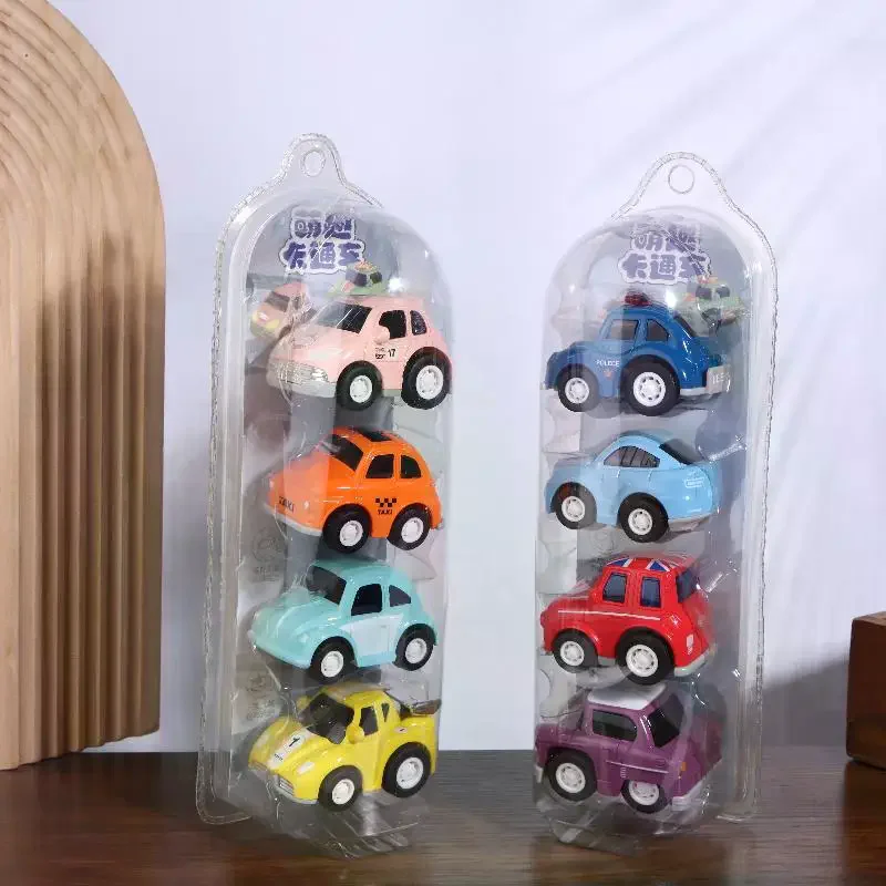 4 ชิ้นรถมินิรุ่นของเล่นจำลองดึงกลับรถของเล่นการ์ตูนความเฉื่อยของเล่นสำหรับเด็กของขวัญวันเกิด