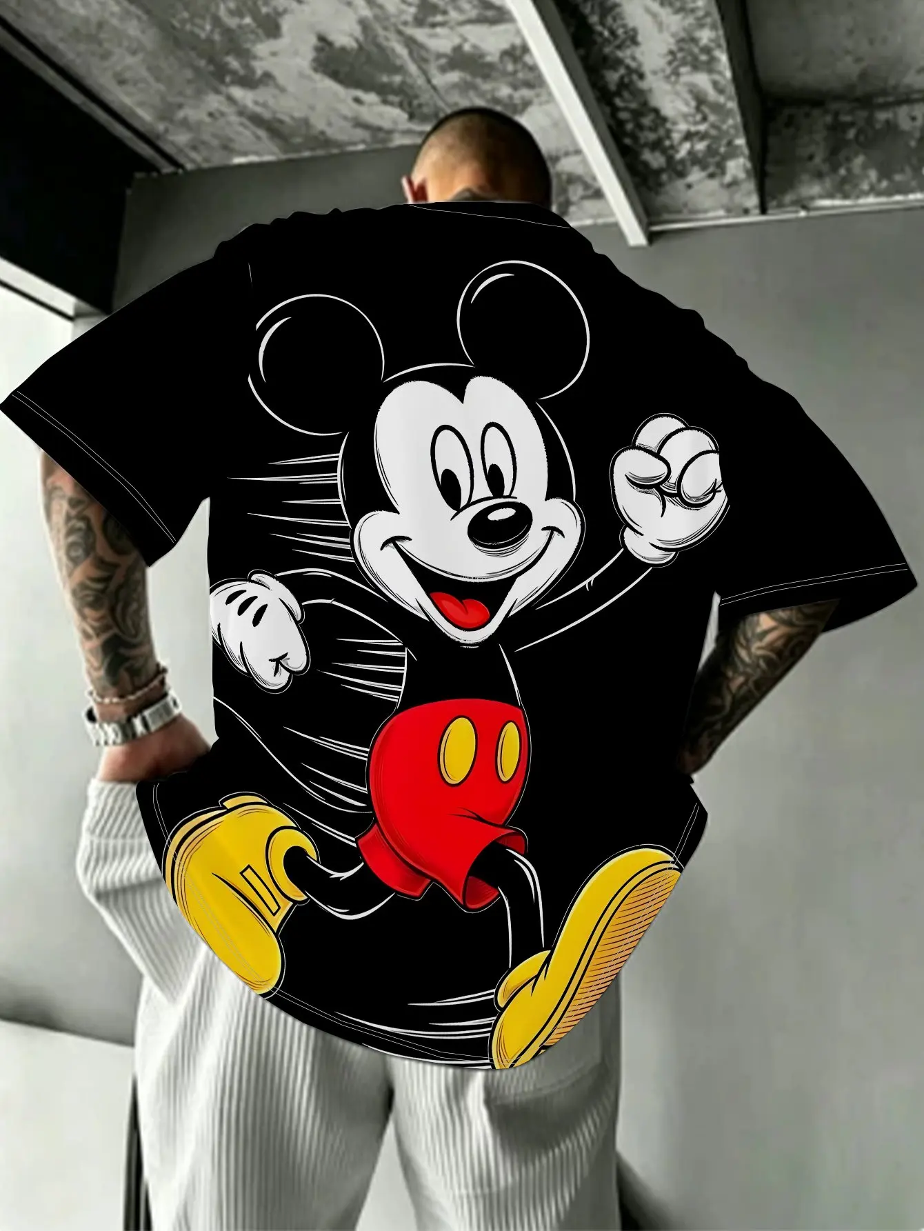 Men's T-shirt Mickey and Friends Cute Striped White Team 3D Women's T-shirt Mickey Mouse Birthday Gift Fan Exclusive