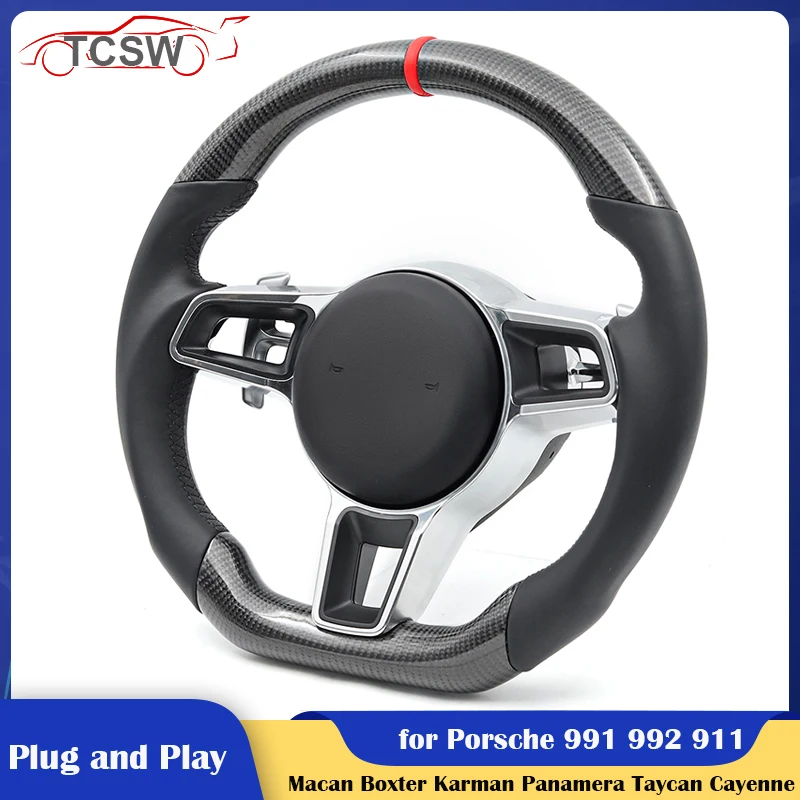 

Upgrade Sport Style Carbon Car Steering Wheel for Porsche Macan Panamera Taycan Cayenne Cayman 718 991 992 911 Boxter Karman