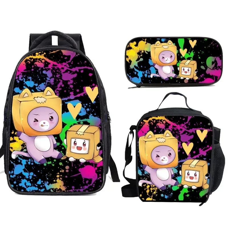 3PC-SET LankyBox Carton Villain Primary and Secondary School Students School Bag Children Lunch Bag Pencil Case Mochila