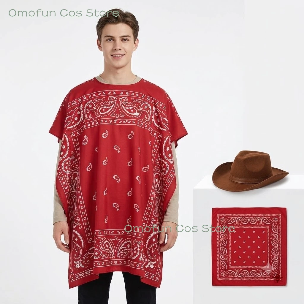 

Adults Kids Cartoon Game Wooody Cosplay Costume Cape Printed Shawl 2026 Halloween Role-play Costume Christmas Party Red Cowboy
