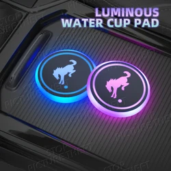 For Bronco Logo F-150 Ranger Explorer EcoBoost Hybrid Emblem Led Car Water Cup Mat Drink Holder Auto Interior Decorative