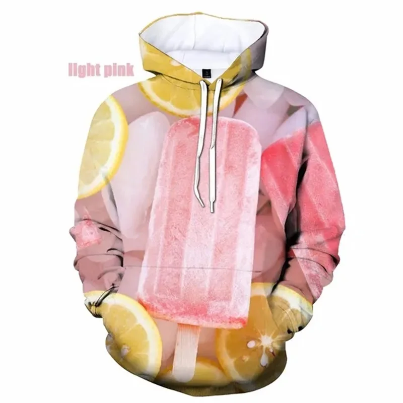 3D Print Funny Ice Cream Graphic Hoodies For Men Women Casual Plus Size Sweatshirt Hoodies Tops Mens Pullovers Streetwear