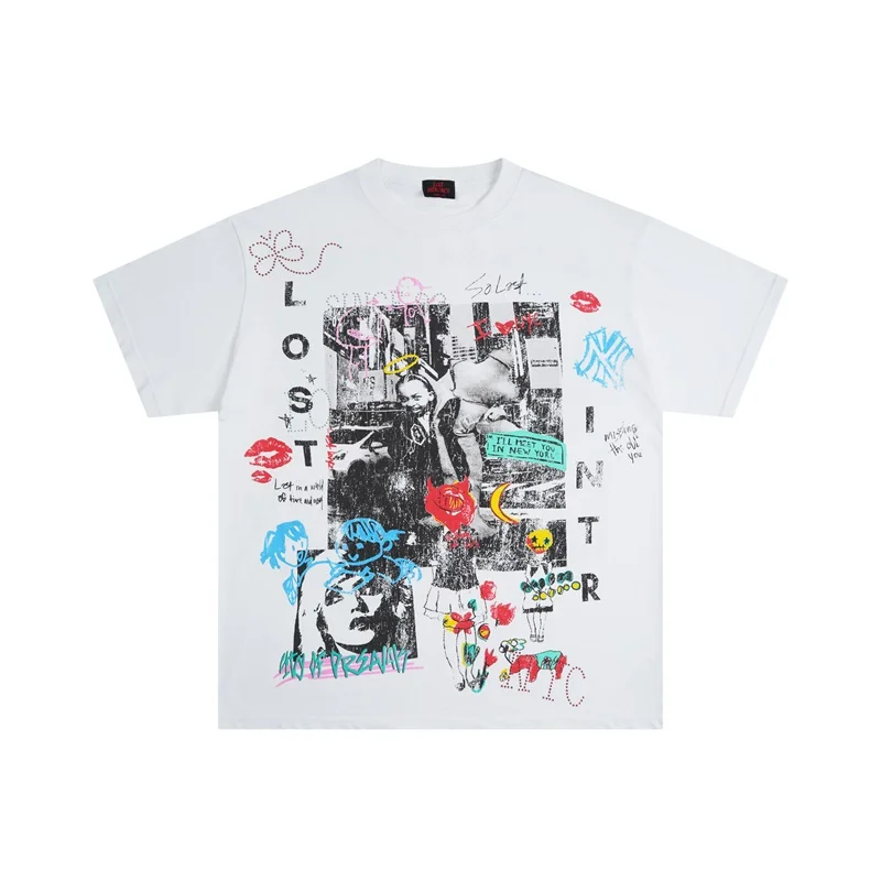 

Футболка Lost Intimacy Noah Ark, европейская и американская модная брендовая футболка с короткими рукавами спереди и сзади Hot Diamond