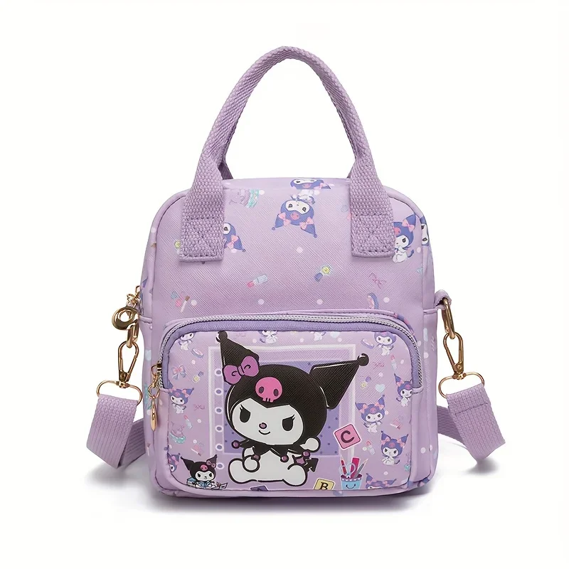 Kawaii Sanrio Pink Hello Kitty Leather Women's Messenger Bag Cartoon Kuromi Cinnamoroll Versatile Student Shoulder Crossbody