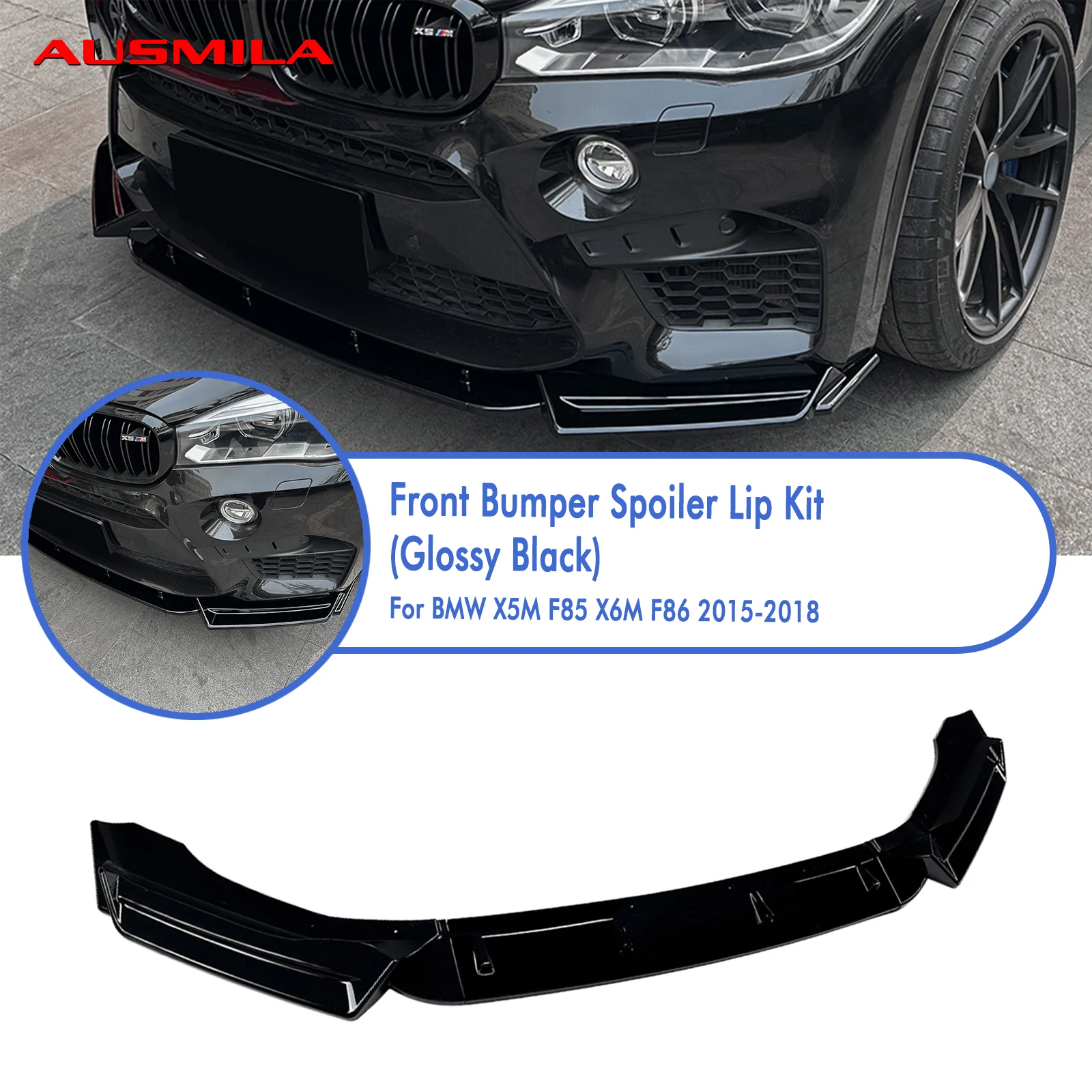 

3PCS Front Bumper Spoiler Lip Lower Lippe Splitter Blade For BMW X5M F85 X6M F86 2015 2016 2017 2018