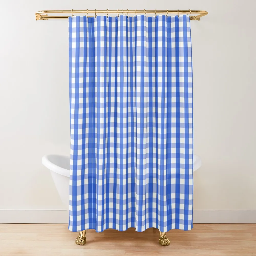 

Checkered Print Classic Blue Gingham-plaid Shower Curtain Waterproof Shower And Anti-Mold For Bathroom Bathroom Decor Curtain