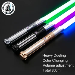 TXQSABER-espada láser de juguete para niños, sable de luz RGB suave, oscilación pesada, empuñadura de Metal, hoja Blaster, Yoda Jedi, Cosplay, 56cm