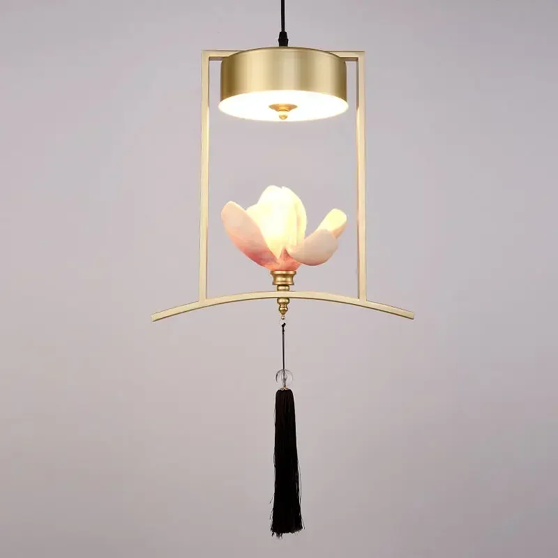 Contemporary Magnolia Pendent Lamp Retro Creativity Living Room Restaurant Bedroom Study Villa HotelTearoom Chandelier