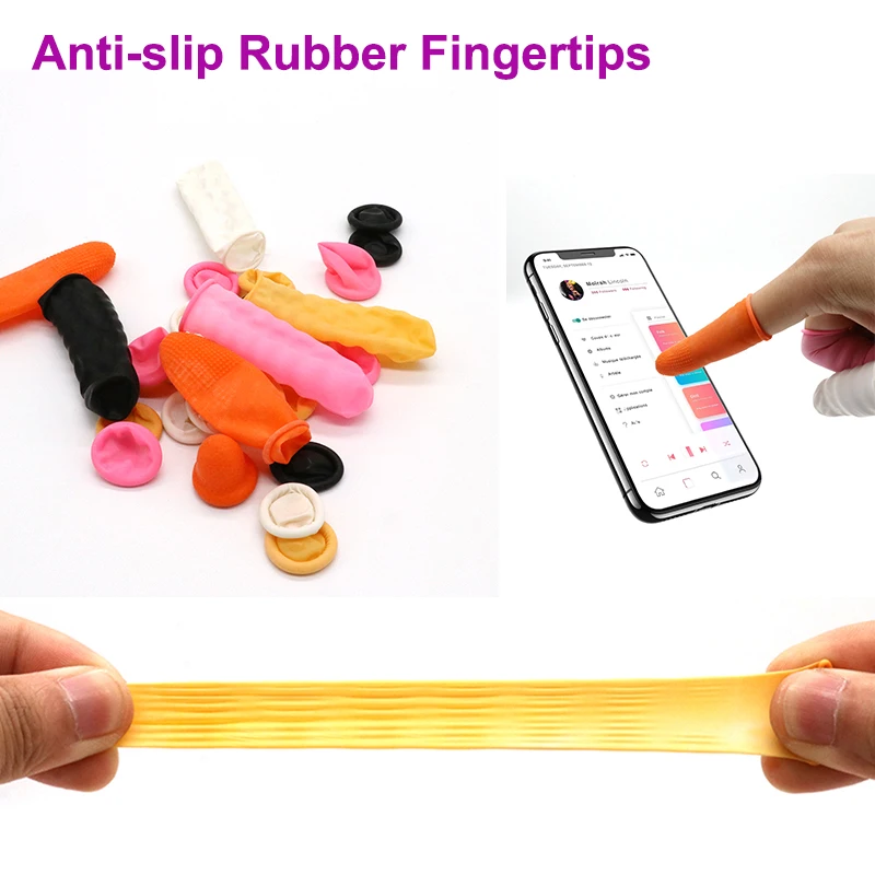 

50~200Pcs Natural Rubber Fingertips Protective Gloves Disposable Non-slip Anti-static Latex Finger Cot Fingertip Cleaning Tools