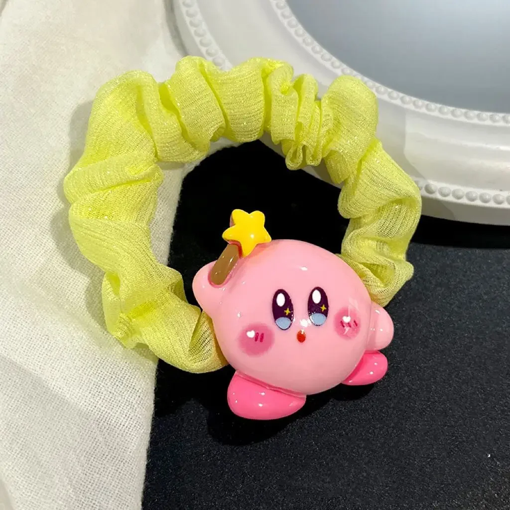 Laço bonito do cabelo do Kirby dos desenhos animados para crianças, rabo de cavalo não machuca o cabelo, corda do rabo de cavalo