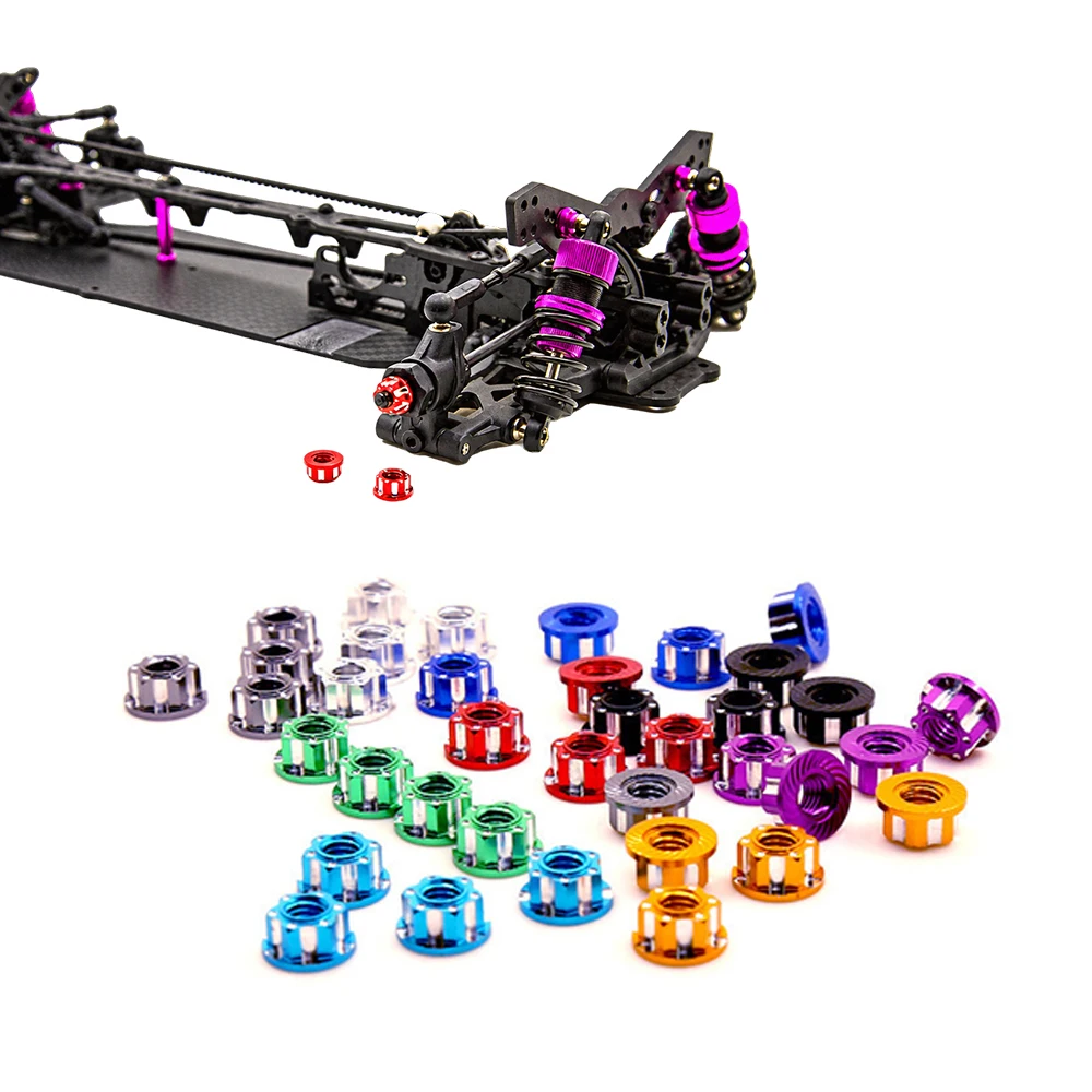 PYFORE M4 Serrated Lock Nuts for 1/10 Scale RC Cars Universal Anti-Loosening RC Car Parts F001
