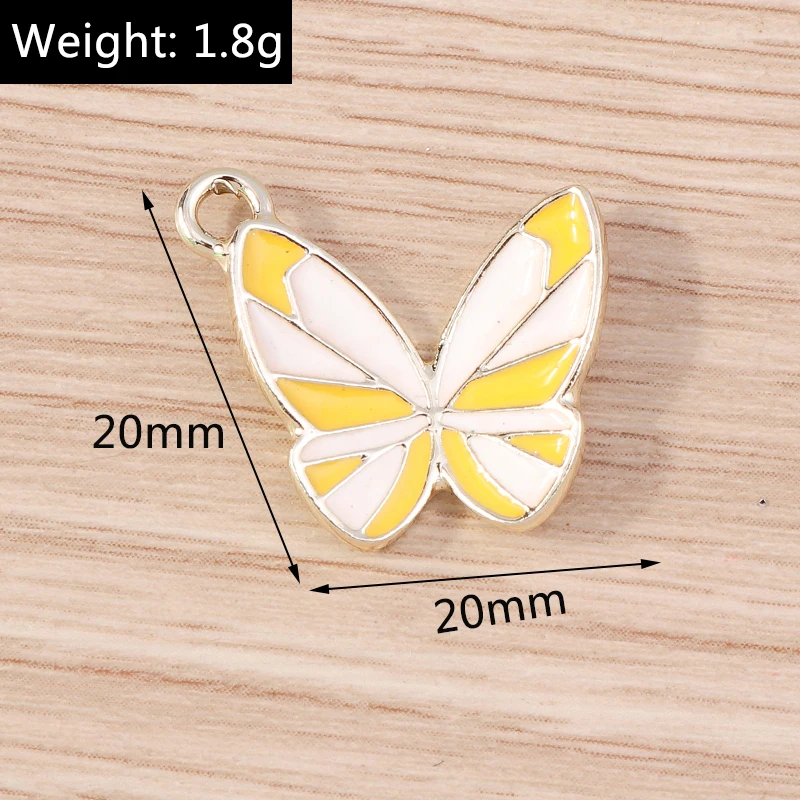 10 Stück 20x20mm Cartoon-Emaille-Tier-Schmetterlings-Anhänger für die Schmuckherstellung von Halsketten, Ohrringen, Armbändern und DIY-Bastelzubehör – Detail 1