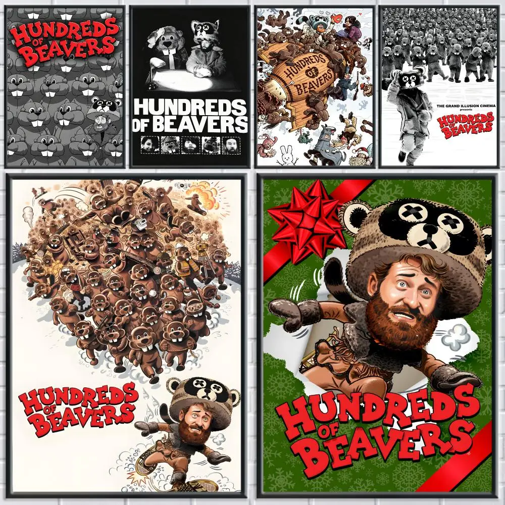 movie Hundreds of Beavers Poster Poster HD Self Adhesive Waterproof Art Print Wall Decor for Bedroom Living Room Home Gift