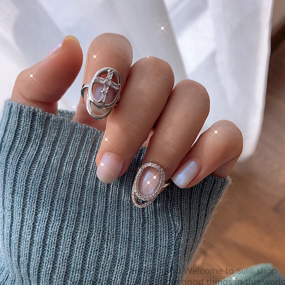 Anneau d'ongle en strass pour femmes, 1 pièce, anneau d'articulation d'ongle brillant, décoration d'ongles, accessoires de doigt